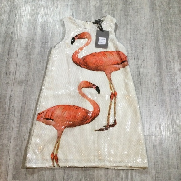 open lace back dress Flap Happy Laya Short Sleeve Tee Dress Flamingo Party main image 0
